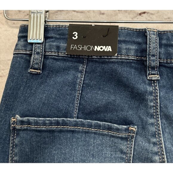 Fashion Nova Jeans Womens Denim Valentina High Rise Flare Leg Medium Wash Size 3 - Picture 5 of 6